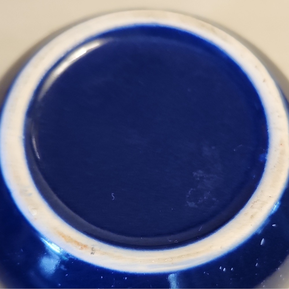 Blue White Speckled Ceramic Porcelain Canister Jar with Lid, Round 4.5 in - Picture 4 of 6